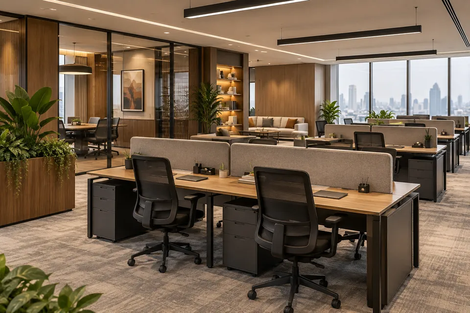 Office workspaces interior design concept